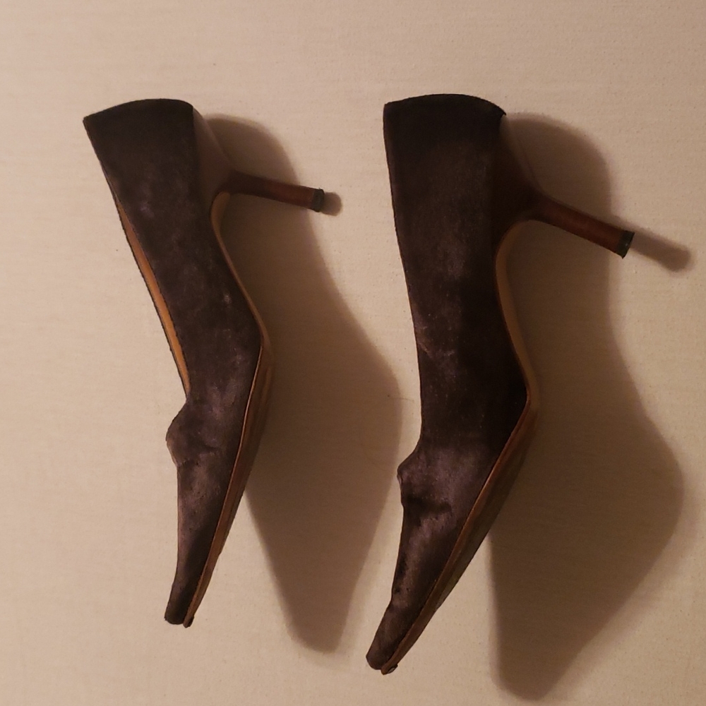 GUCCI Vintage Dark Grey Pony Hair Pumps with Wooden Heel - Picture 5 of 11